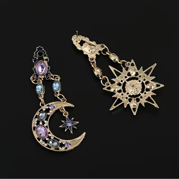 NEW Rhinestone Drop Earrings, Sun/Star & Moon Design - Picture 5 of 5